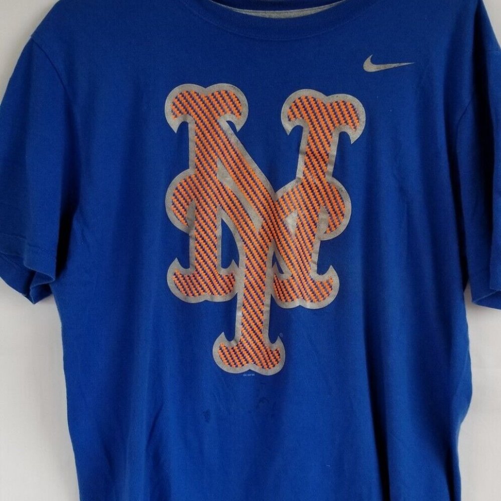 Nike NY New York Mets Blue Shirt T-Shirt 100% Cotton M Regular Fit